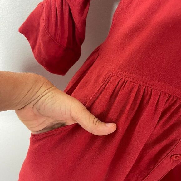 Picky Girl S Small Tunic Top Shirt Blouse Red with Pockets - Picture 4 of 4